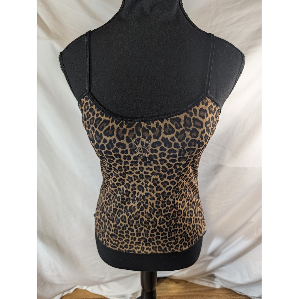 Vintage Playboy Intimates Size M Sheer Animal Print Rhinestone Cami Tank